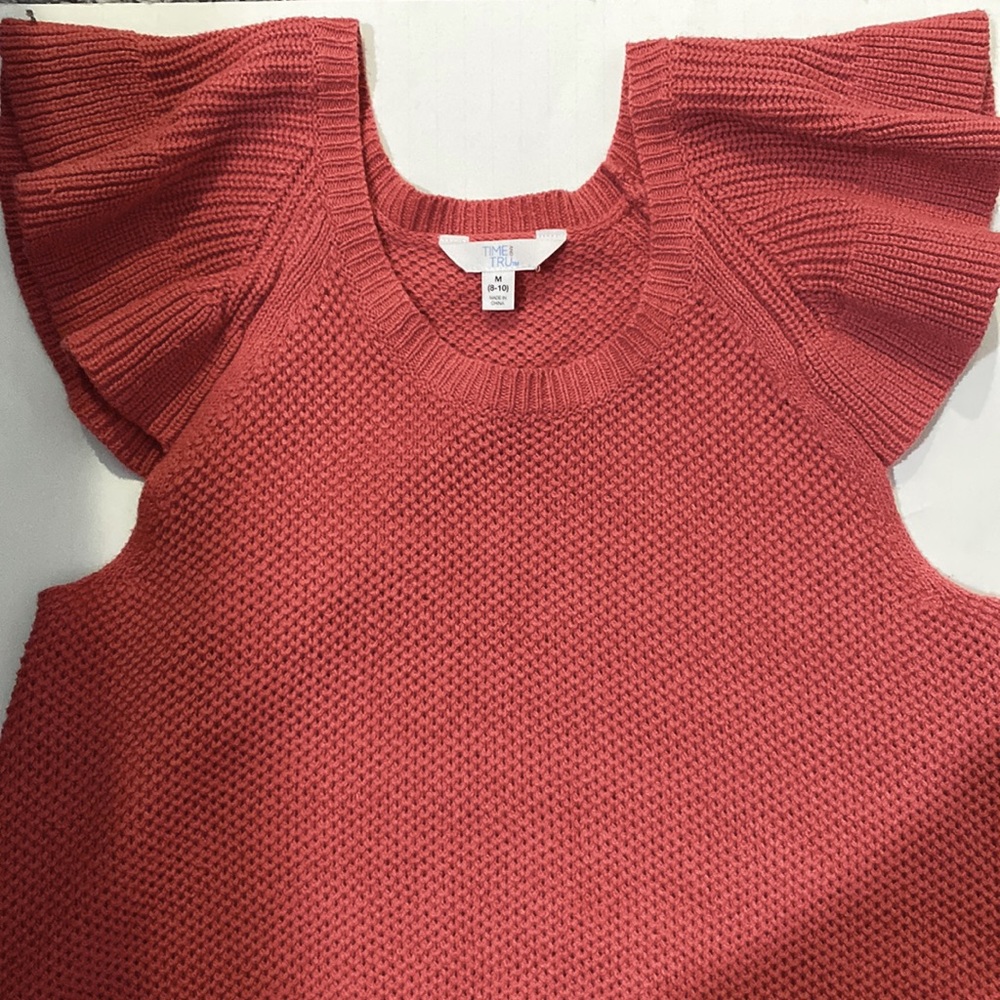 cute pink flutter sleeve sweater